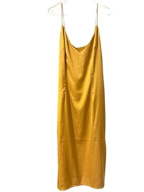 REBDOLLS Mustard Yellow Slip Midi Dress